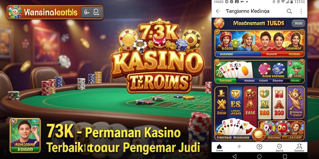 Screenshot gameplay 73K menampilkan suasana kasino yang mendebarkan.