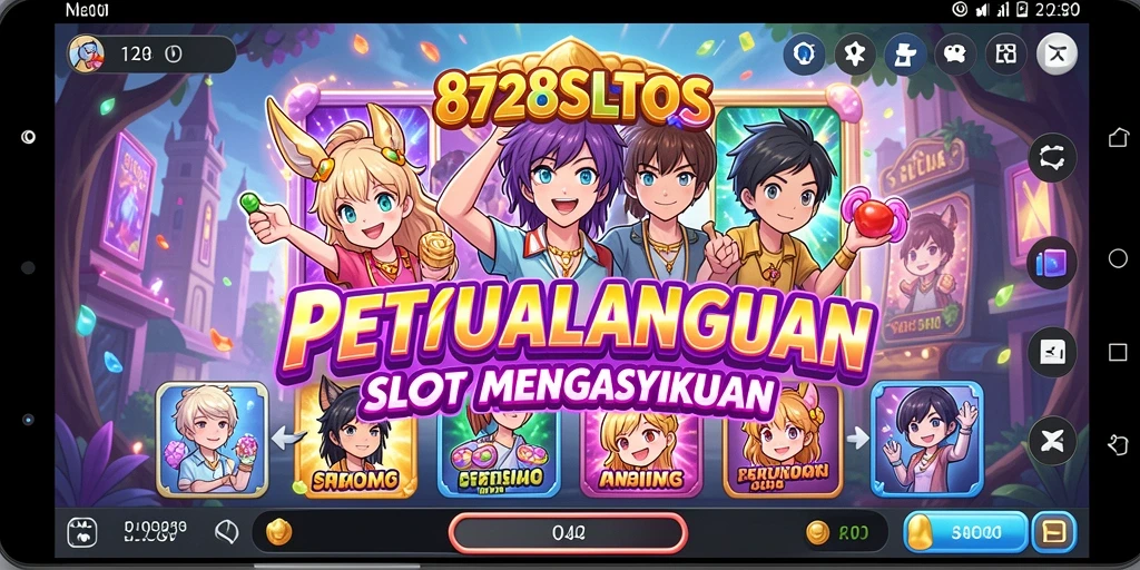 Screenshot gameplay 8728SLOTS yang menampilkan karakter Anime populer.