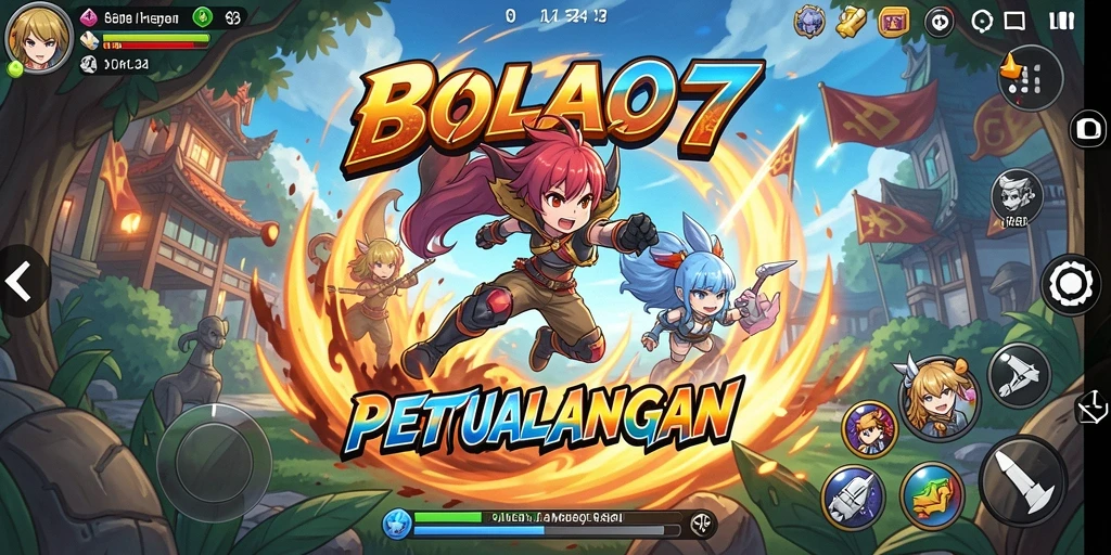 Tampilan gameplay BOLA07 yang penuh aksi dan warna-warni Anime.