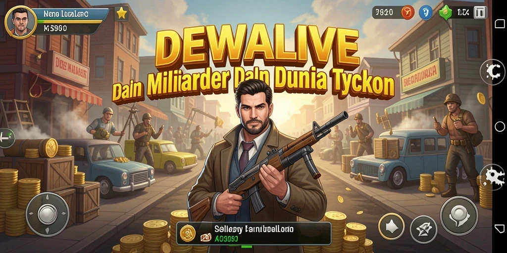 Screenshot gameplay DEWALIVE menampilkan aksi seru dalam membangun bisnis Tycoon.
