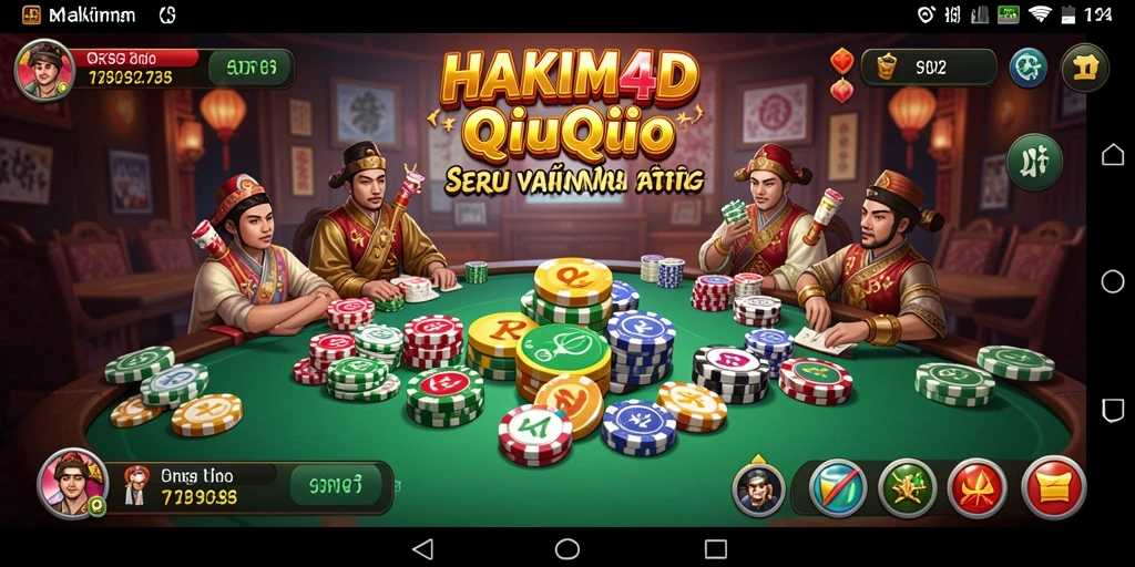 Screenshot gameplay HAKIM4D menampilkan aksi seru dalam permainan QiuQiu.