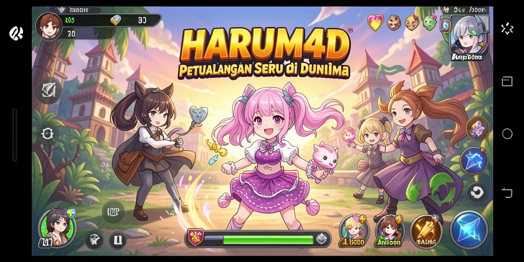 Tampilan menarik dari gameplay HARUM4D dengan aksi karakter Anime.