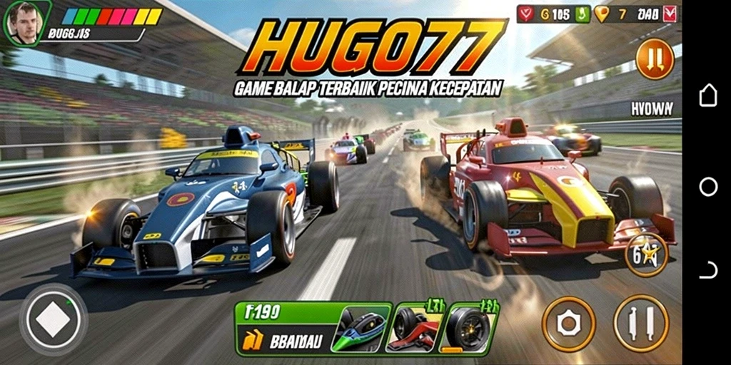 Tampilan gameplay HUGO77 yang mendebarkan dalam balapan.