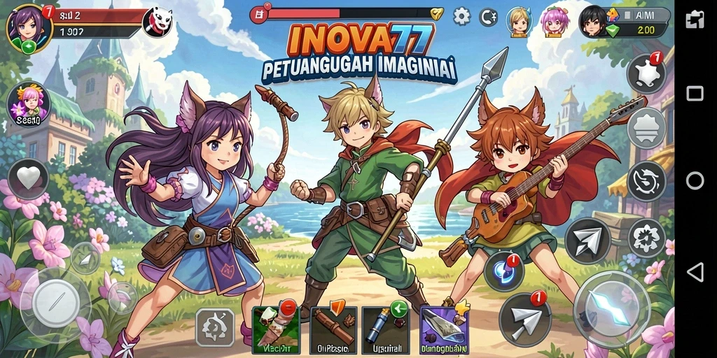 Tampilan gameplay menarik dari INOVA77 yang penuh warna.