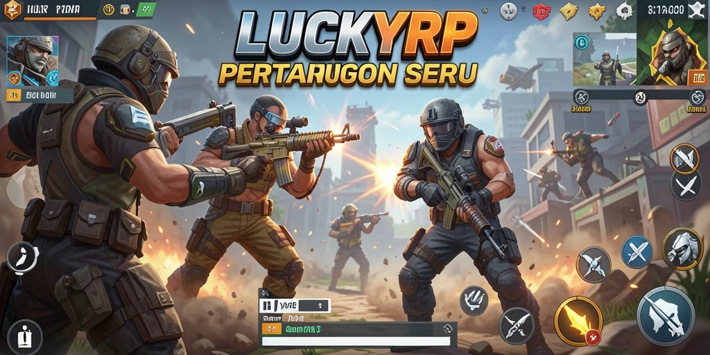 Tampilan gameplay menegangkan di LUCKYRP dengan pertempuran seru.