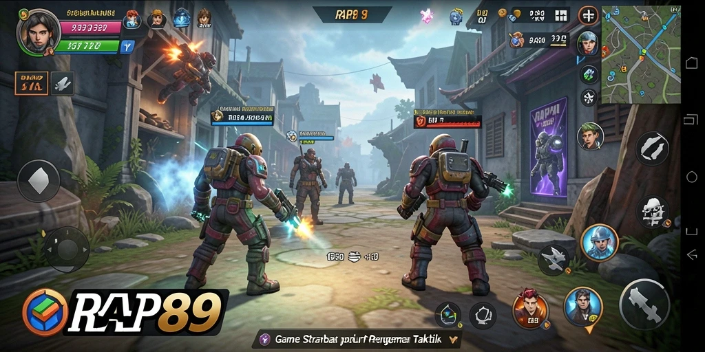 Screenshot gameplay RAP89 menampilkan strategi pertarungan seru.