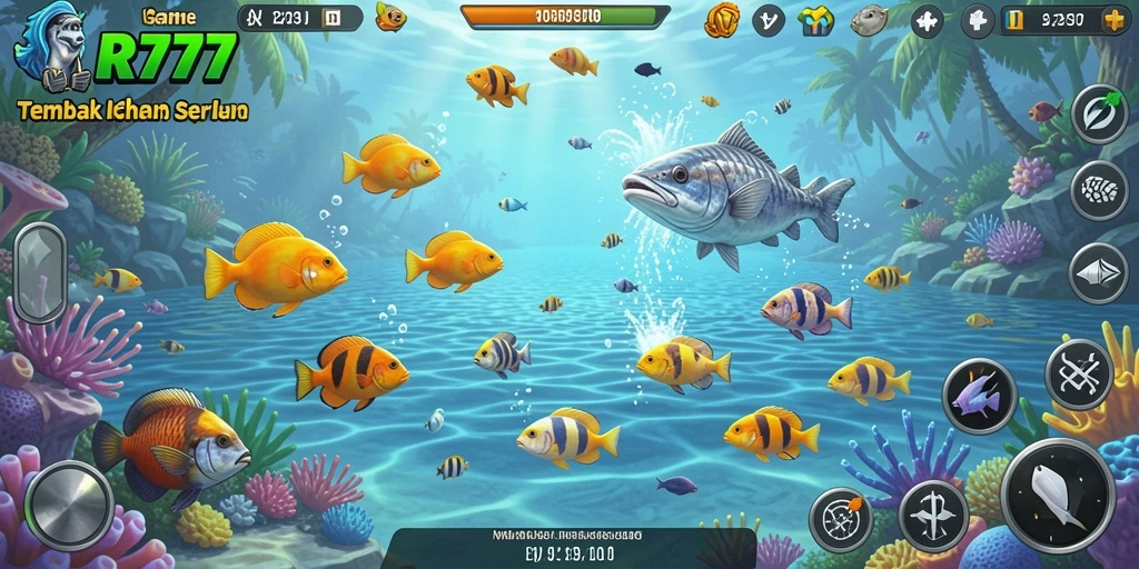Tampilan gameplay RR777 yang menarik dan penuh warna di dunia bawah laut.