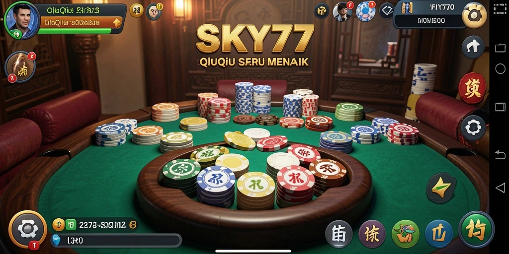 Screenshot menunjukkan momen seru bermain QiuQiu di SKY77.