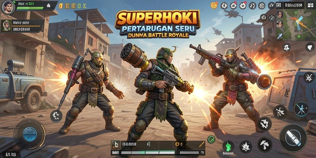 Gameplay SUPERHOKI yang mengasyikkan dan penuh aksi.