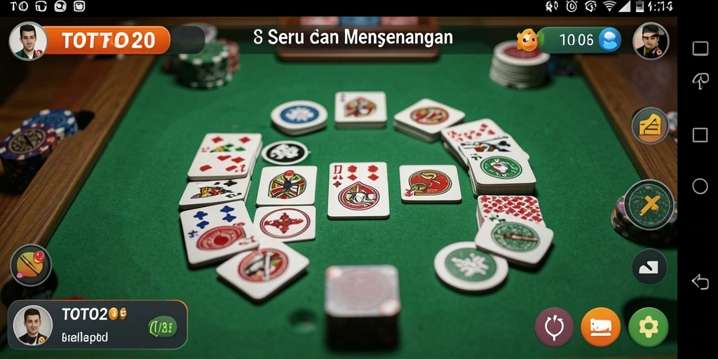 Screenshot dari gameplay TOTO20 menunjukkan suasana permainan Gaple yang seru.
