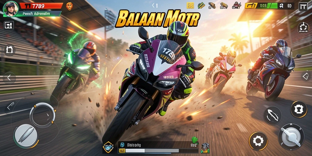 Gameplay seru balapan motor di trek yang menantang.