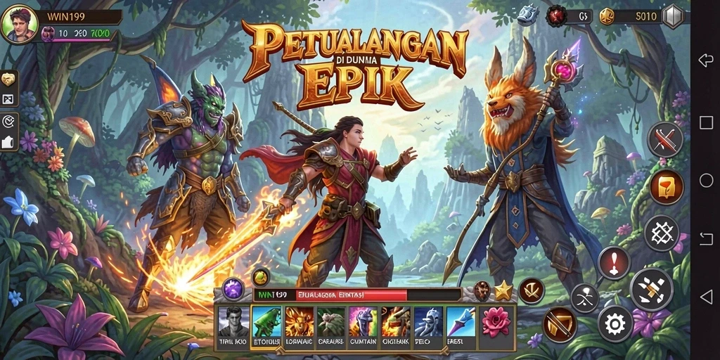 Tampilan mendebarkan dari gameplay RPG dalam WIN199.