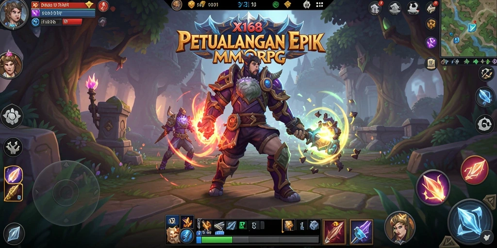 Tangkapan layar gameplay X168 menampilkan aksinya yang mendebarkan dalam dunia MMORPG.